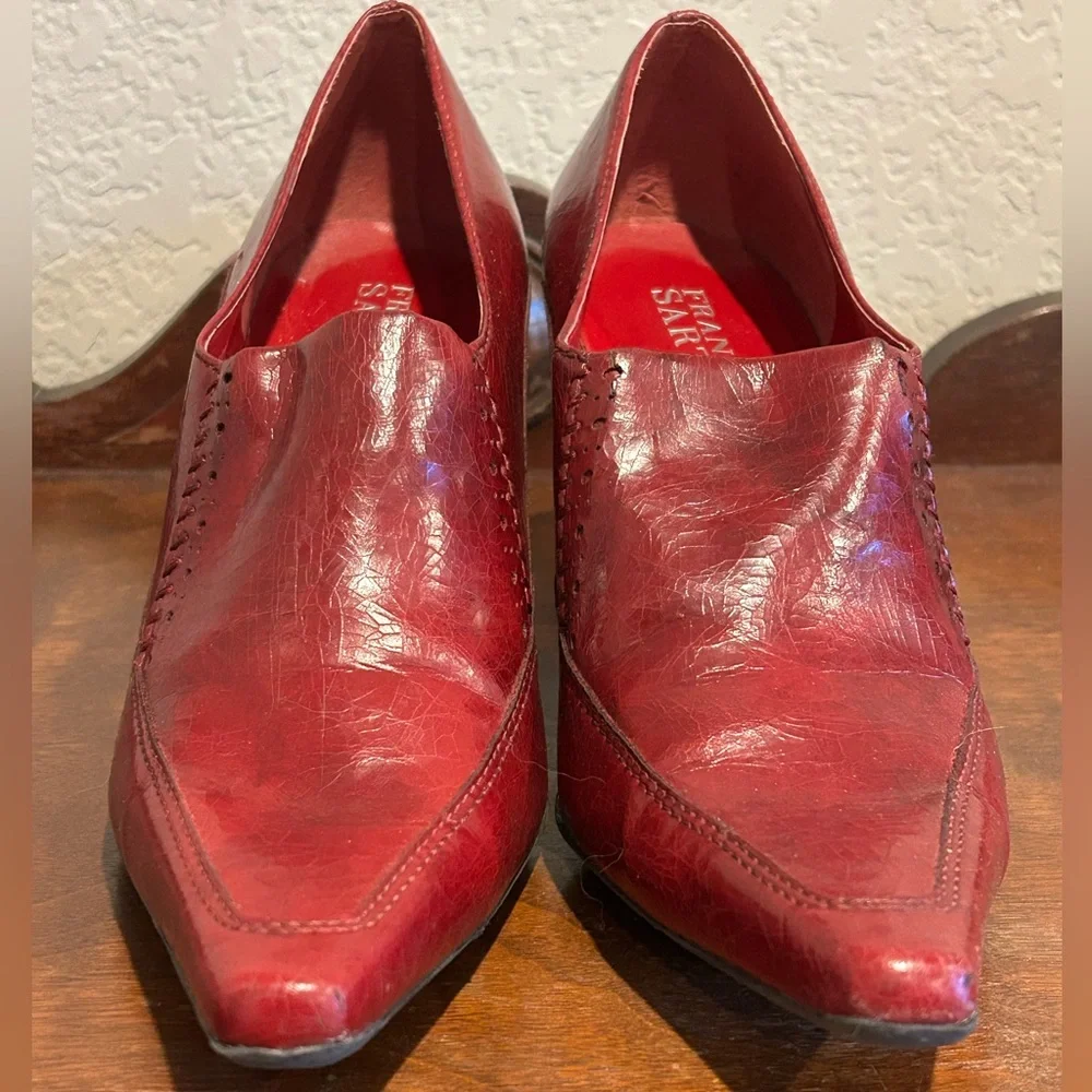 Franco Sarto Burgundy Leather Heels - Picture 2 of 6
